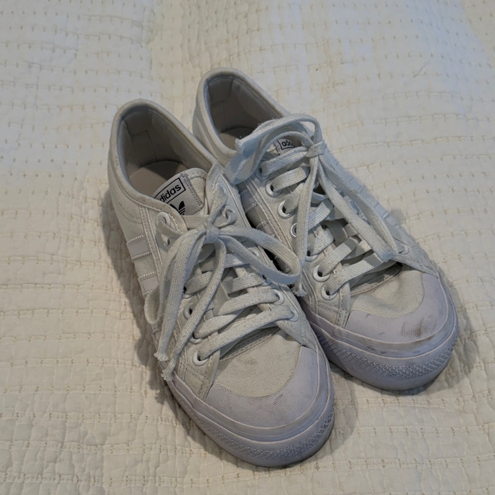 adidas White Low-Top Canvas Sneakers